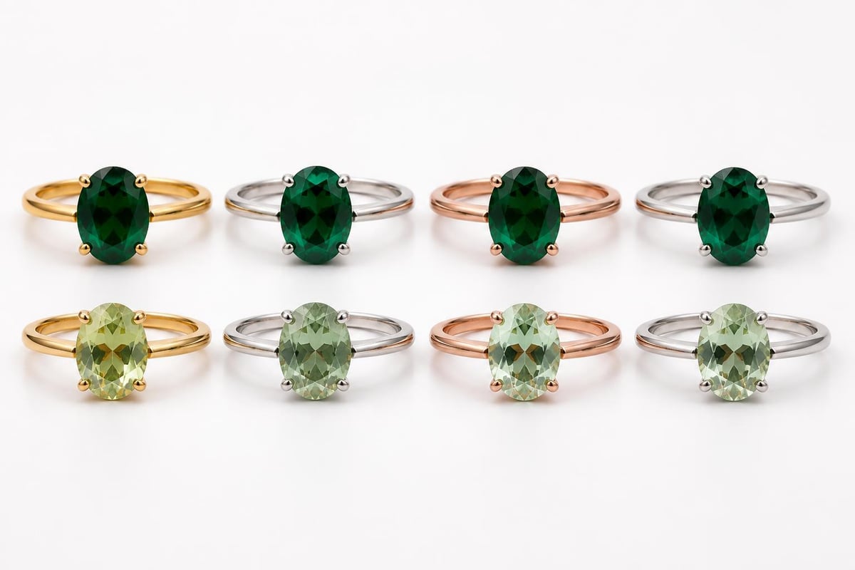 Metal settings for green earrings