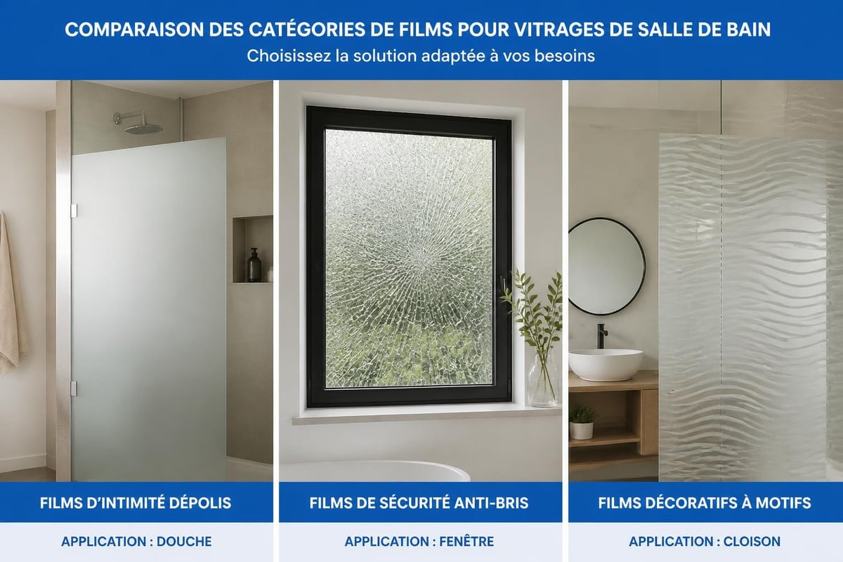 Types de films pour vitrage salle de bain