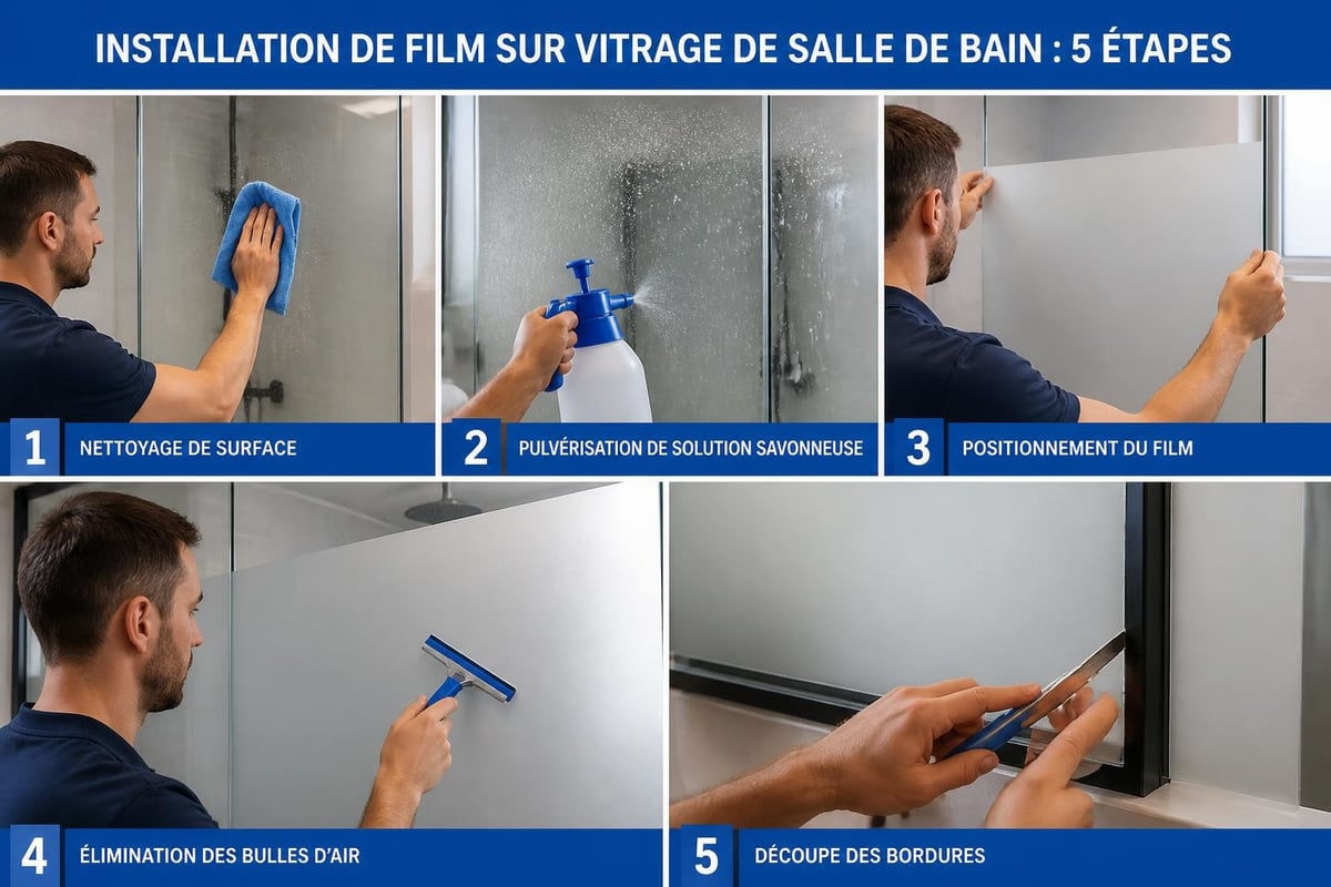 Étapes de pose d'un film sur vitrage