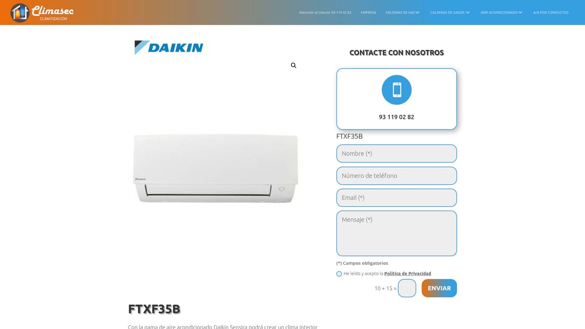 7 Mejores Opciones de Aire Acondicionado Barcelona 2026 - Aire Acondicionado Daikin FTXF35B
