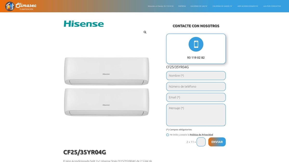 7 Mejores Opciones de Aire Acondicionado Barcelona 2026 - Aire Acondicionado Multisplit Hisense CF25/35YR04G 2x1