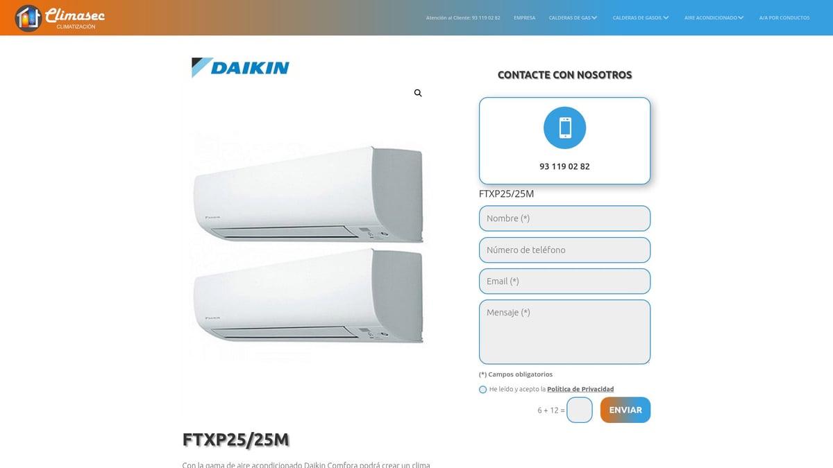 7 Mejores Opciones de Aire Acondicionado Barcelona 2026 - Aire Acondicionado Multisplit Daikin FTXP25/25M 2x1