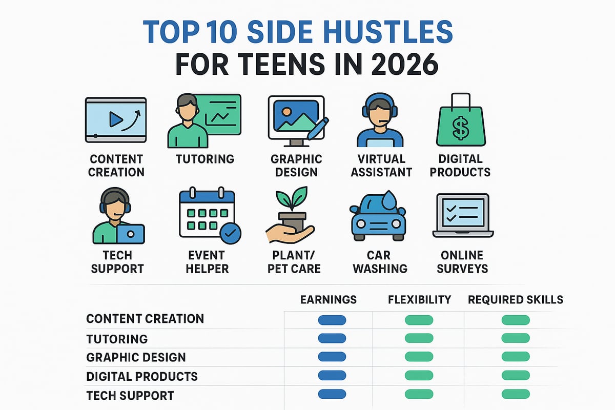 Top 10 Side Hustles for Teens to Make Money in 2026