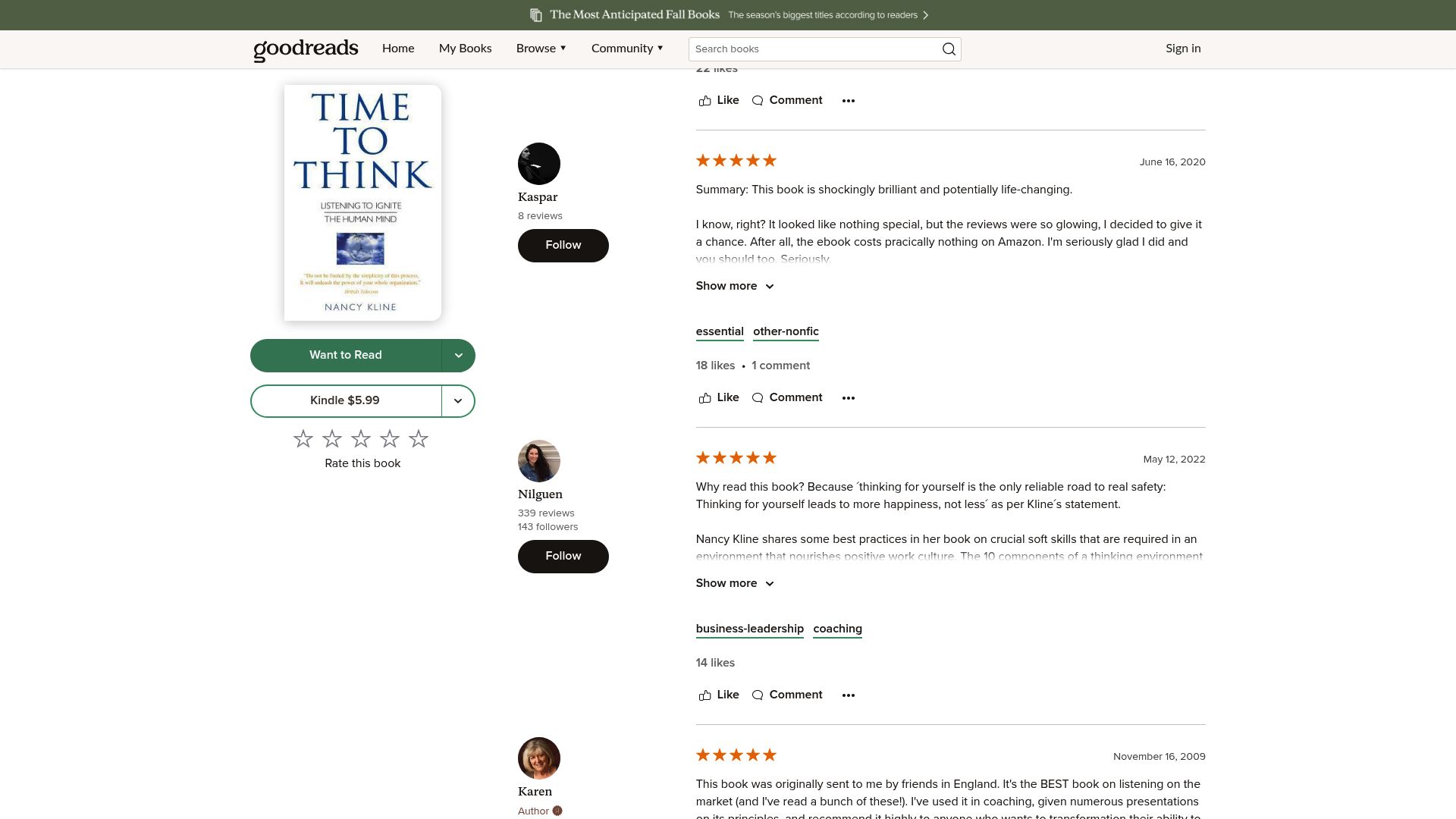 Top 10 Leadership Coaching Book Picks for 2025 - Time to Think by Nancy Kline