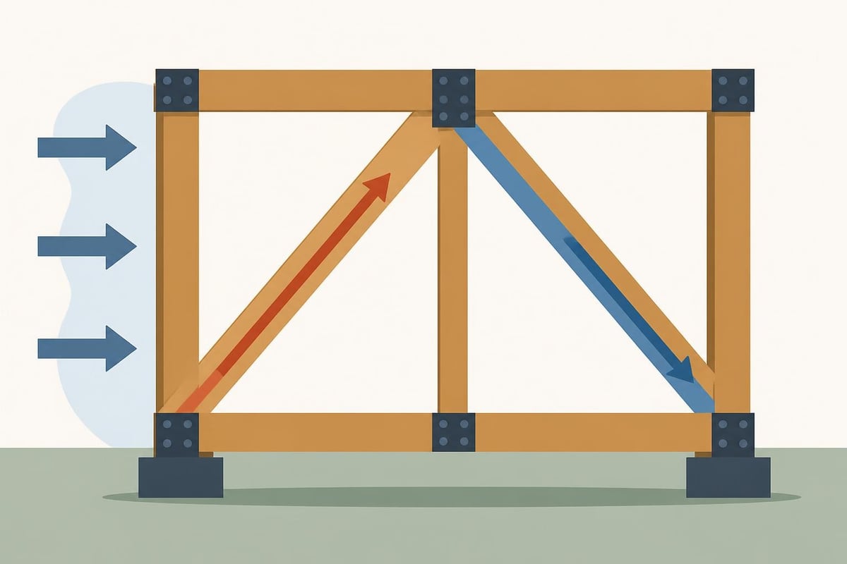 Timber frame brace force distribution