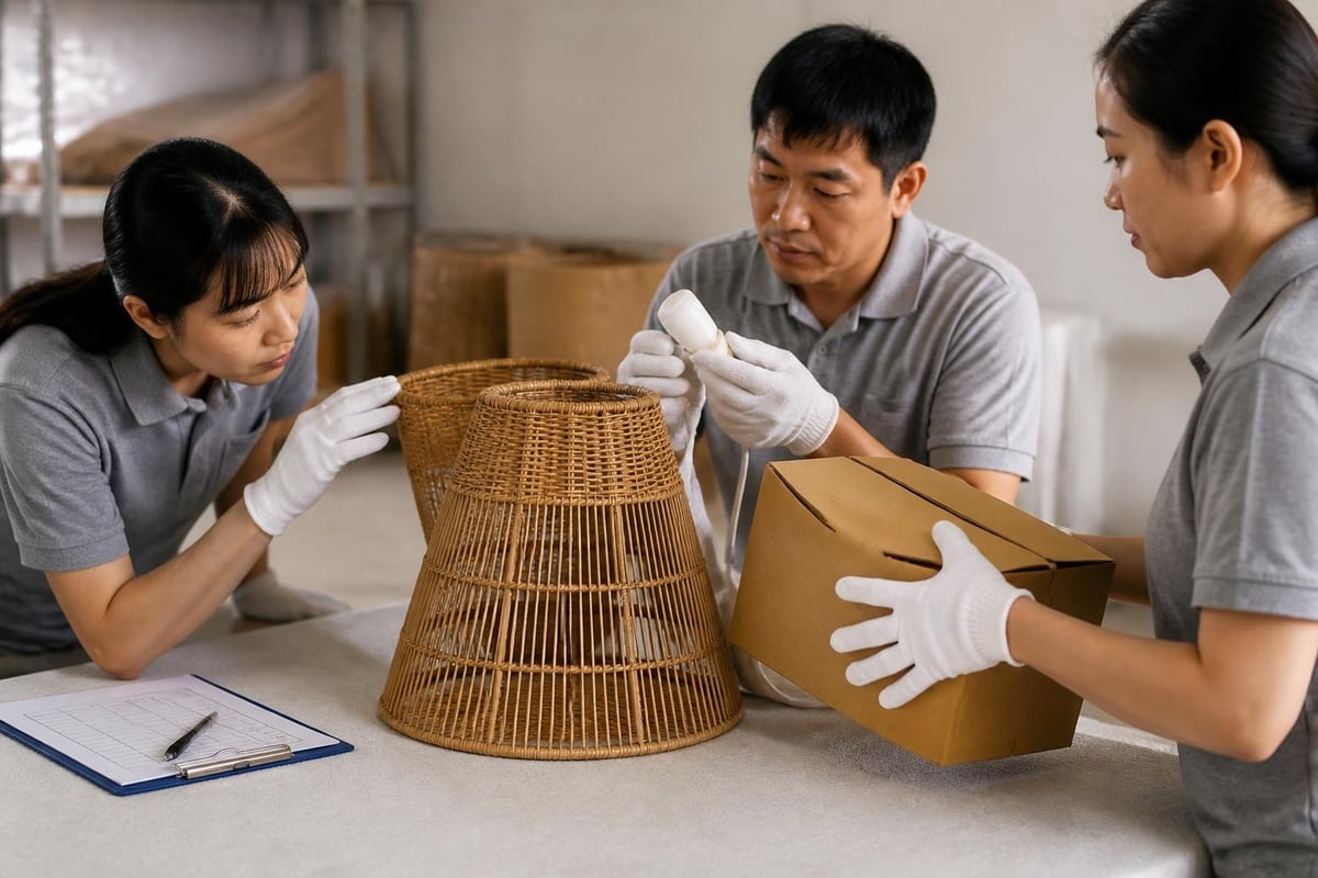 Rattan lampshade quality inspection