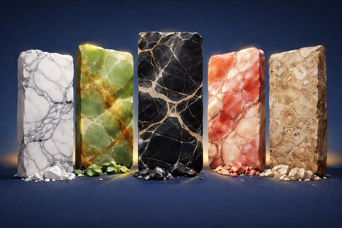 Marble types for chess sets