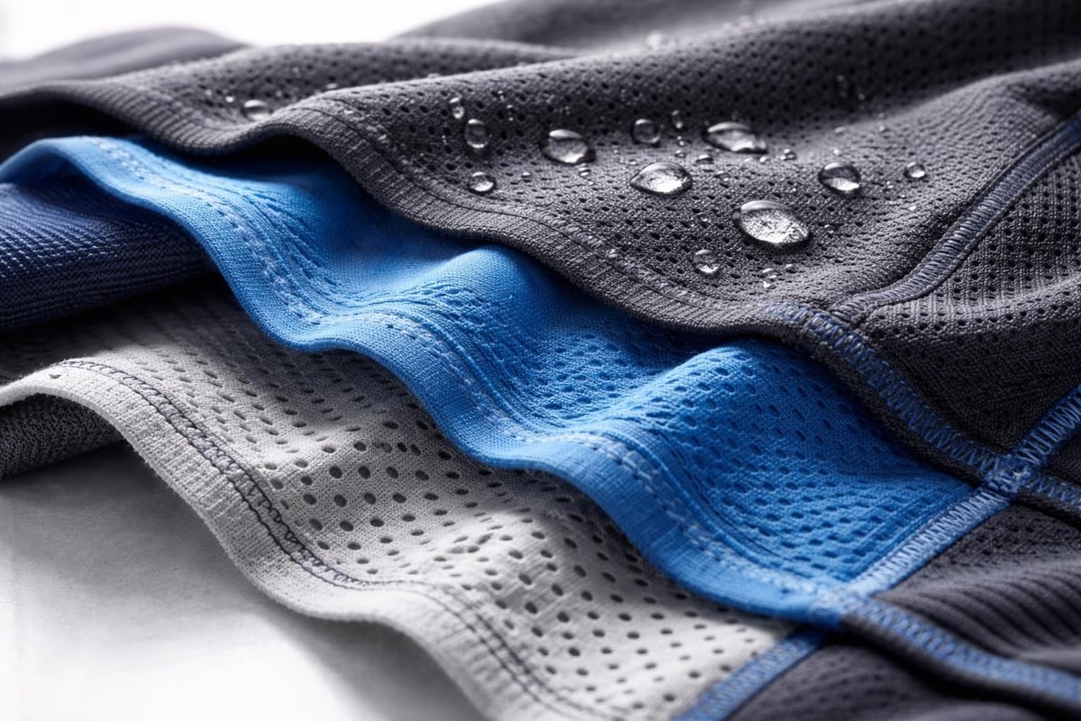 Technical fabric layers in gym apparel