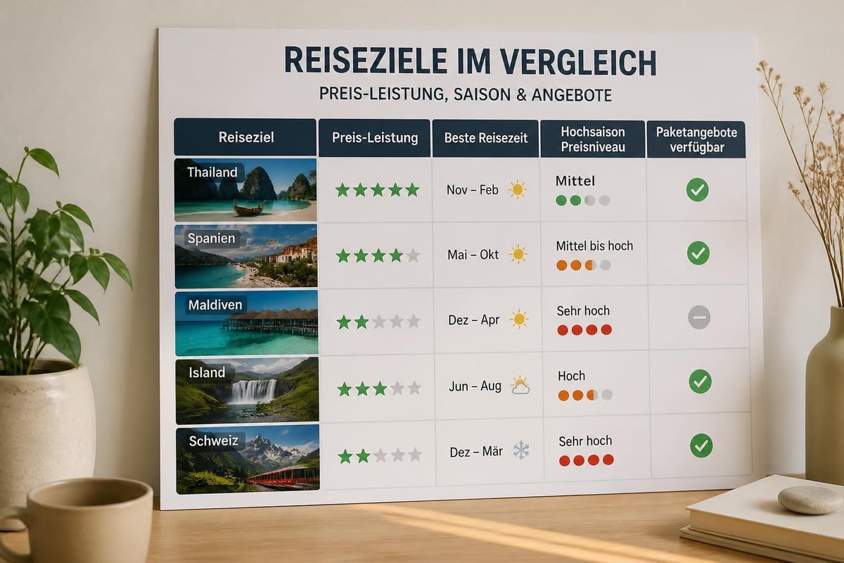Reiseziele Vergleich