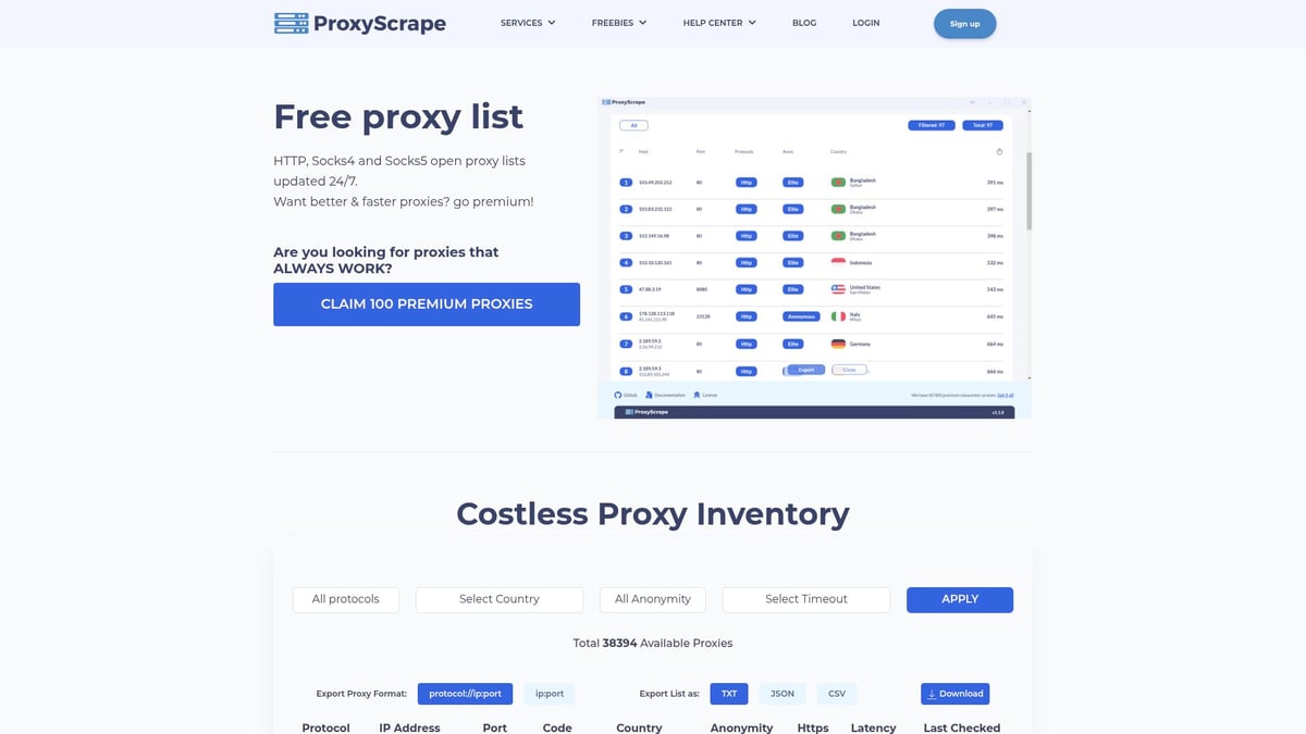 Top 10 Free HTTP Proxy List for Secure Browsing in 2025 - ProxyScrape Free Proxy List