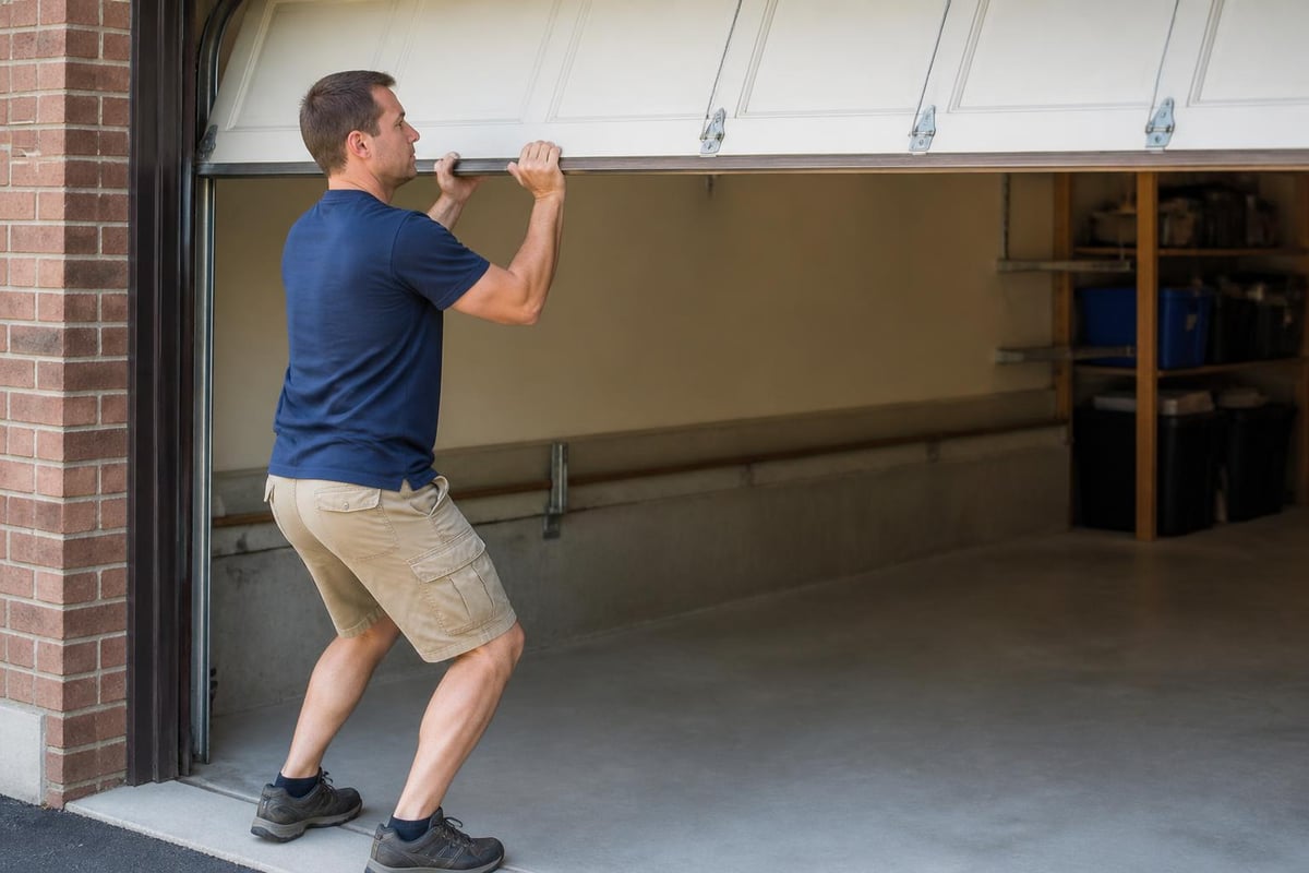 Manual garage door lifting technique and safety positioning