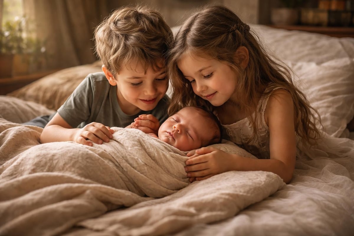 Natural sibling interactions during photography