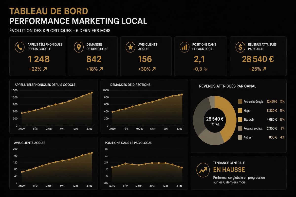 Dashboard métriques marketing local