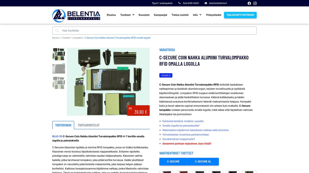 7 Parasta Liikelahja Logolla Ideaa Vuodelle 2026 - C-Secure Coin Nahka-Alumiini Turvalompakko RFID Logolla