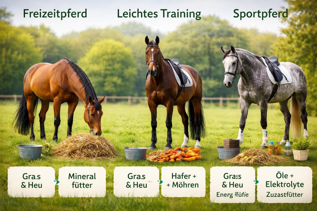 Nährstoffbedarf von Pferden in verschiedenen Leistungsstufen