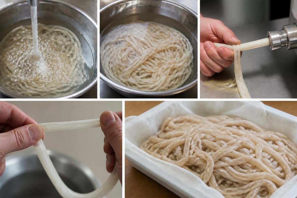 Step-by-step sausage casing preparation