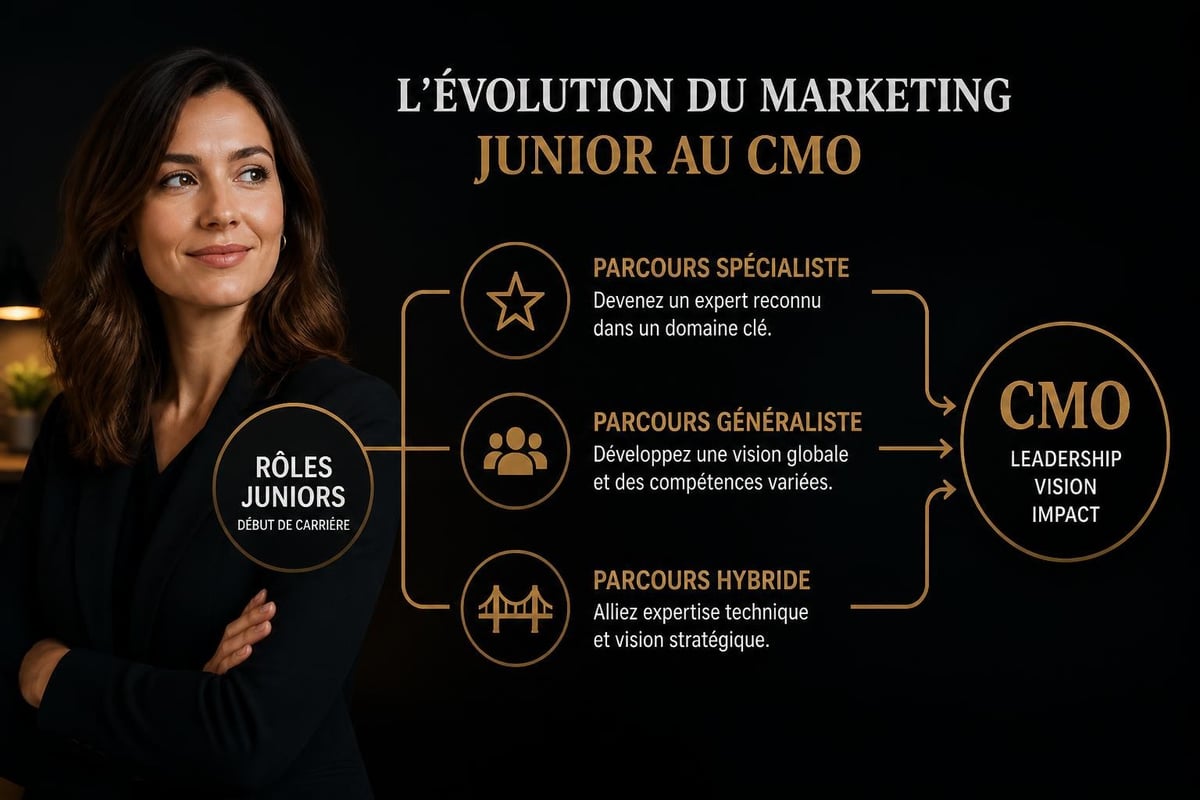Métier dans le marketing : guide complet 2026 1 Marketing career progression