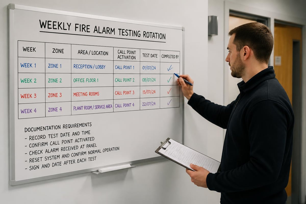 Fire alarm weekly testing cycle