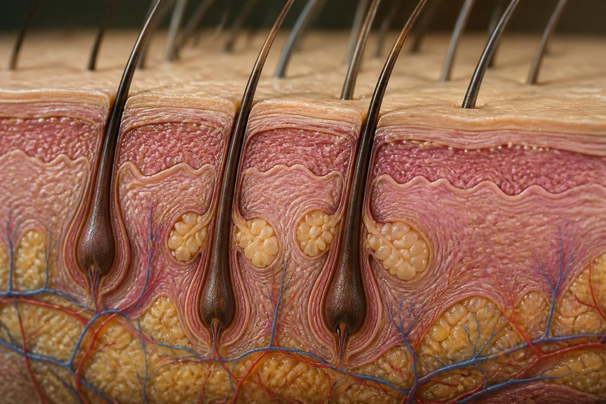 Beard hair follicle structure and sebum production