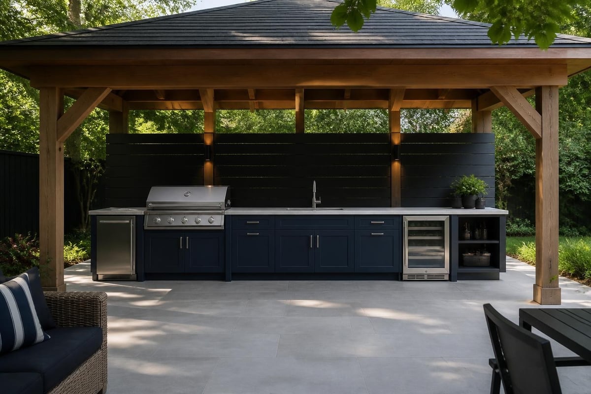 Outdoor kitchen under gazebo
