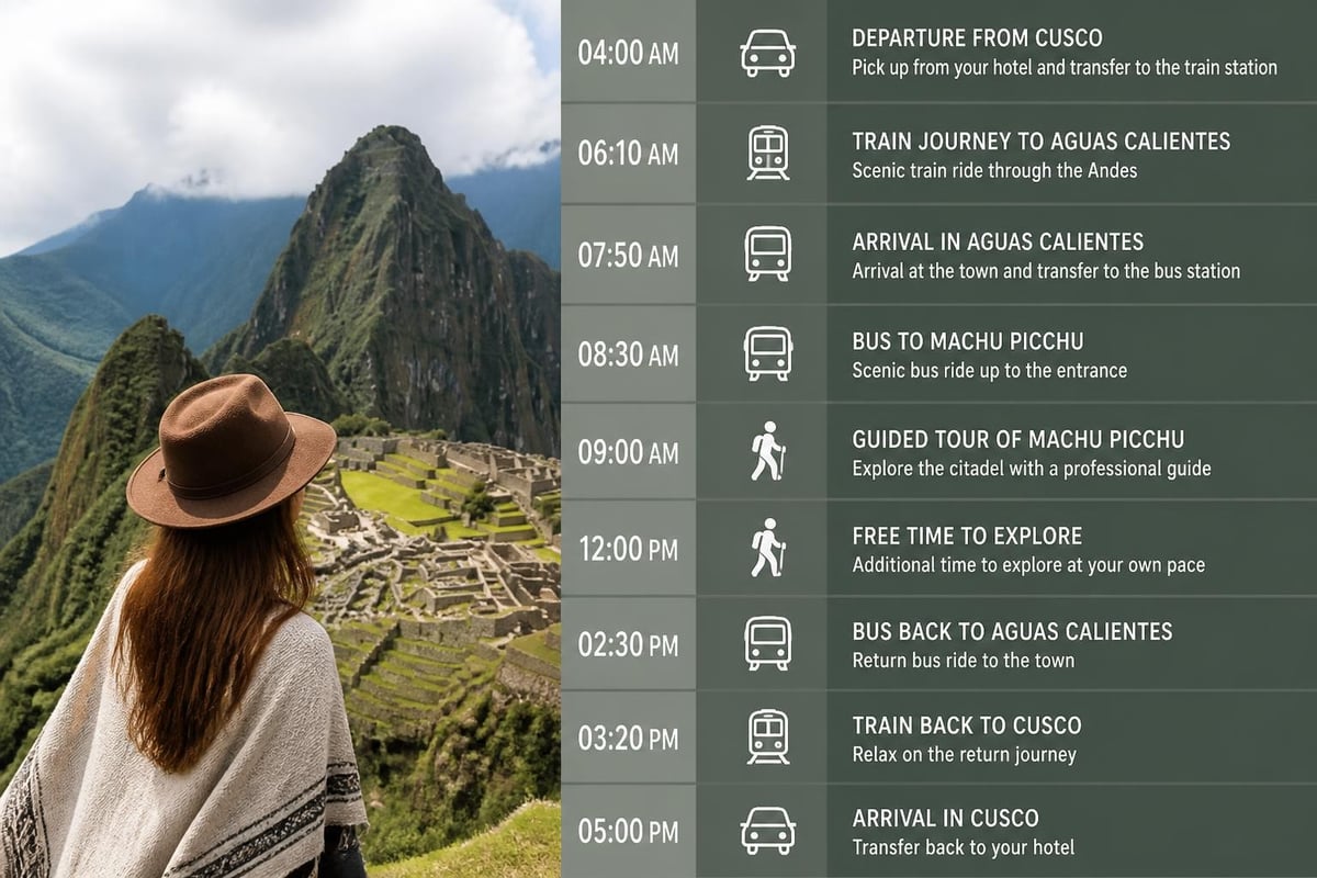 Daily schedule for one-day Machu Picchu visit