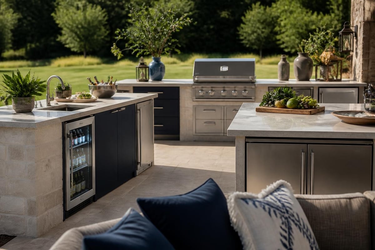 Outdoor kitchen refrigeration zones