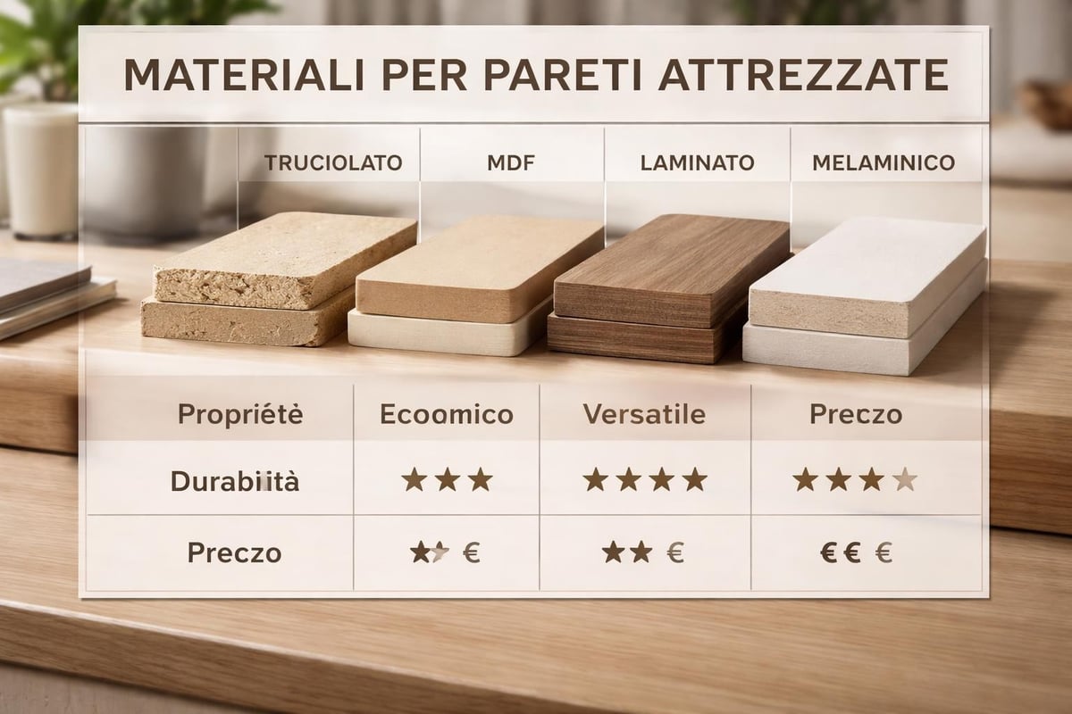 Confronto materiali pareti attrezzate