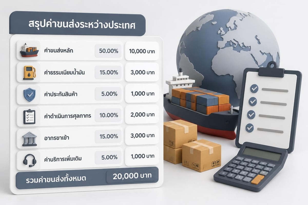 Total shipping cost breakdown
