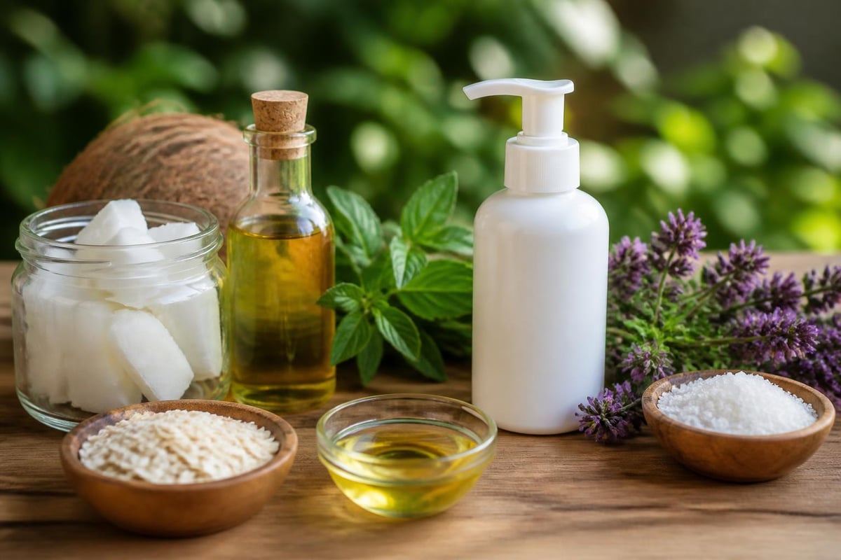 Vegan cleanser ingredients concept