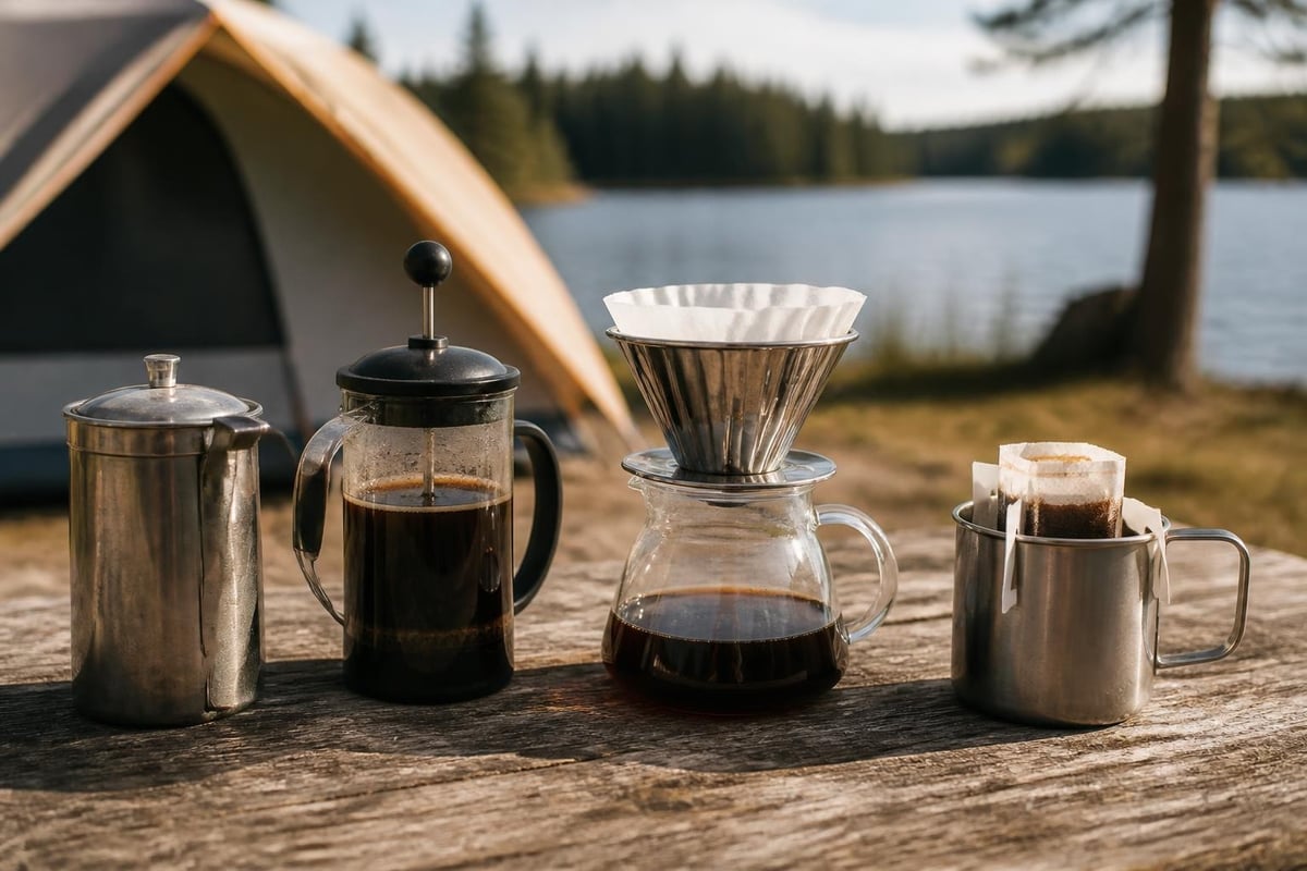 Different camping coffee brewing methods