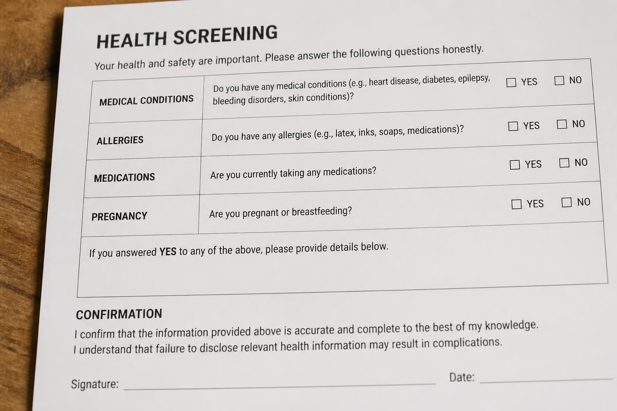Health screening section structure