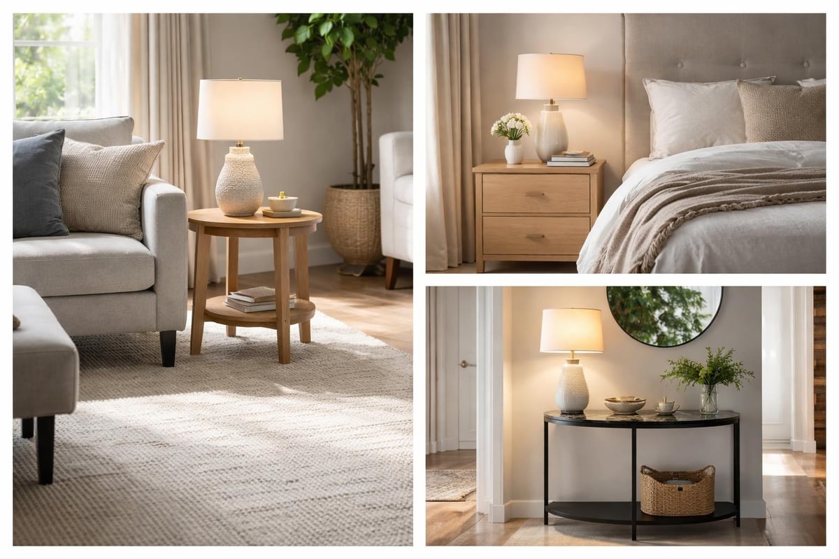 Contemporary lamp table room placement