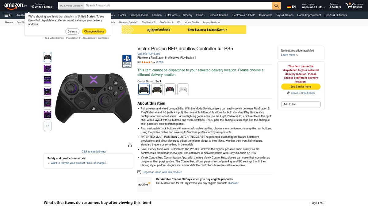 Top 8 Amazon Black Friday Sales 2026, Die Du Nicht Verpassen Solltest - 7. Victrix Pro Con BFG PS5-Controller – Profi-Steuerung für PlayStation