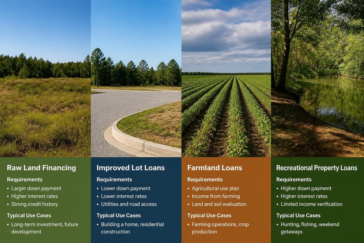 Types of land loans available in Louisiana