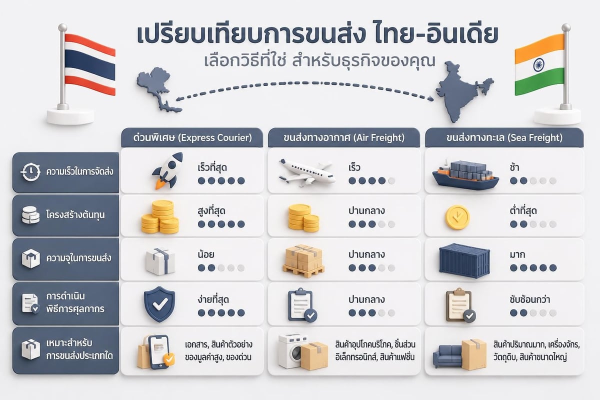 Shipping methods comparison