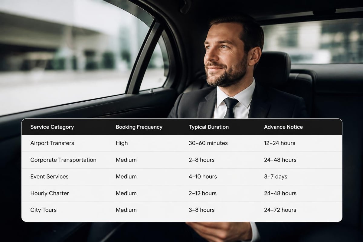 Chauffeur service categories comparison