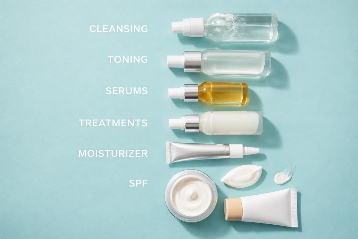 Skincare routine layering