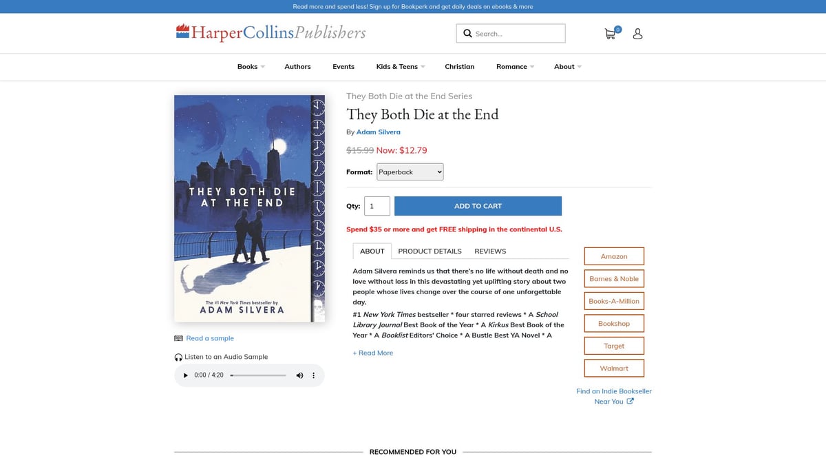 10 Essential Best Books for Teens to Read in 2026 - They Both Die at the End by Adam Silvera