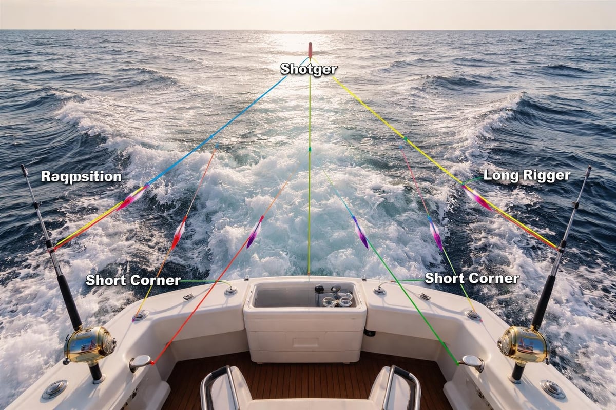 Tuna lure spread positions