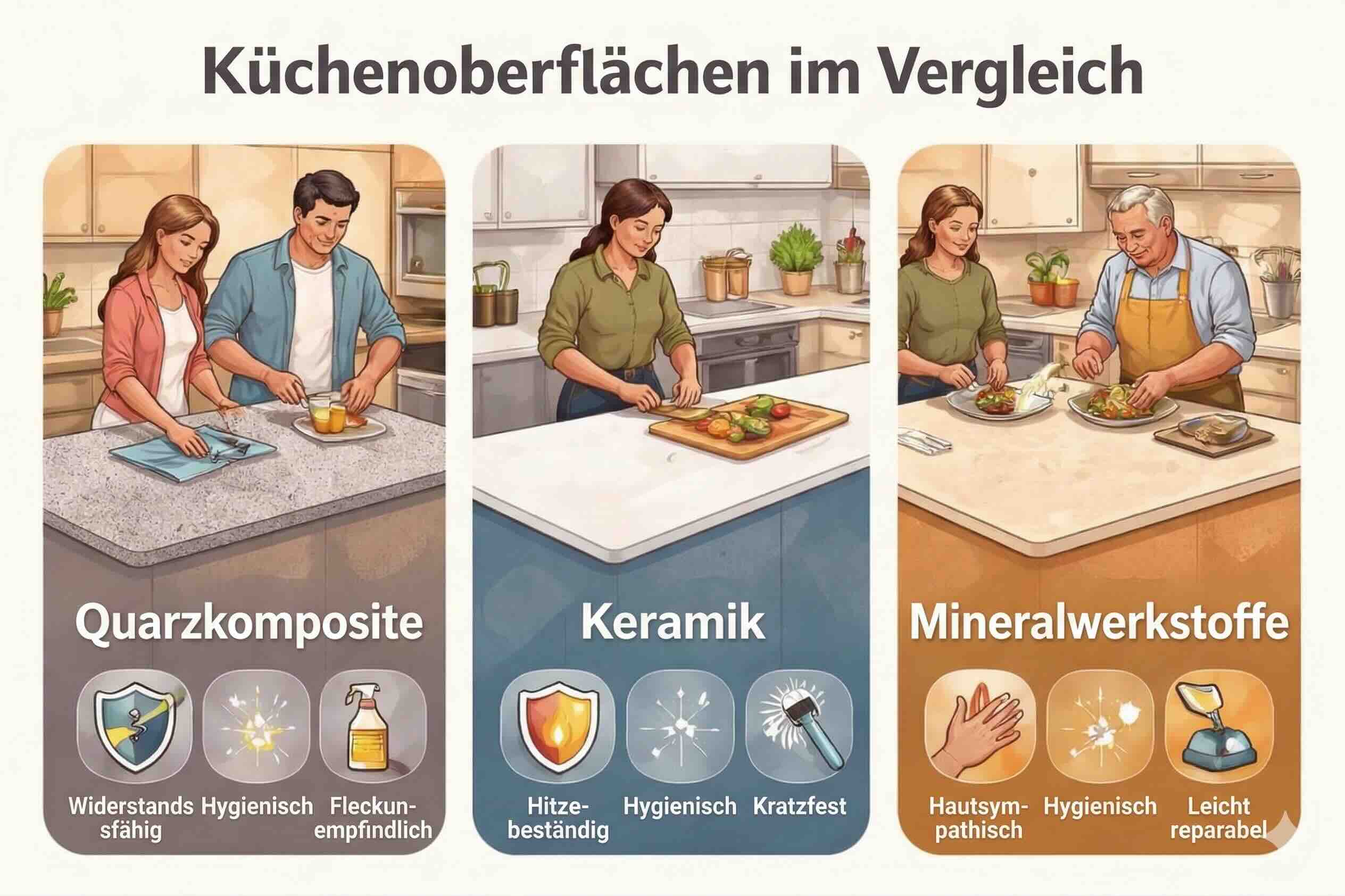 Küchenmaterialien Vergleich