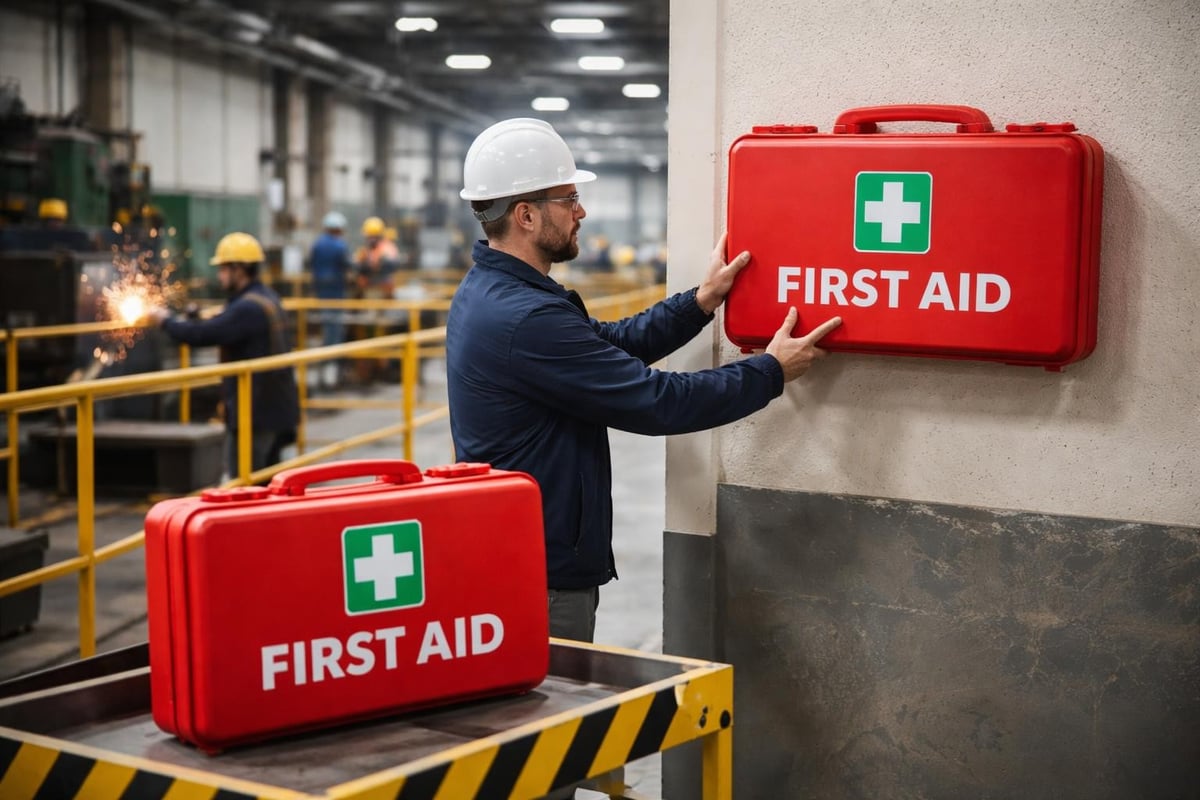 Industrial facility first aid station placement