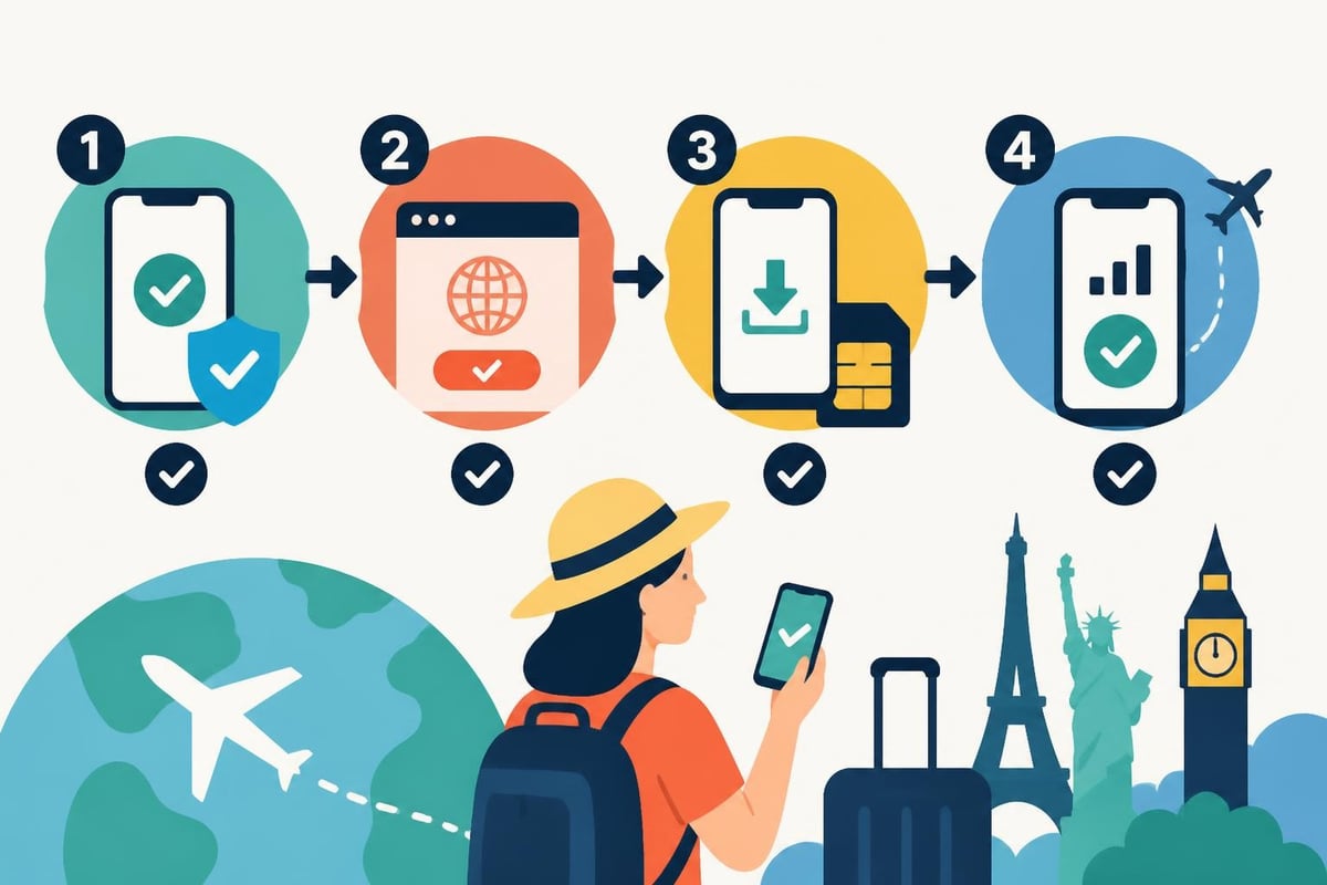 Mobile eSIM travel preparation