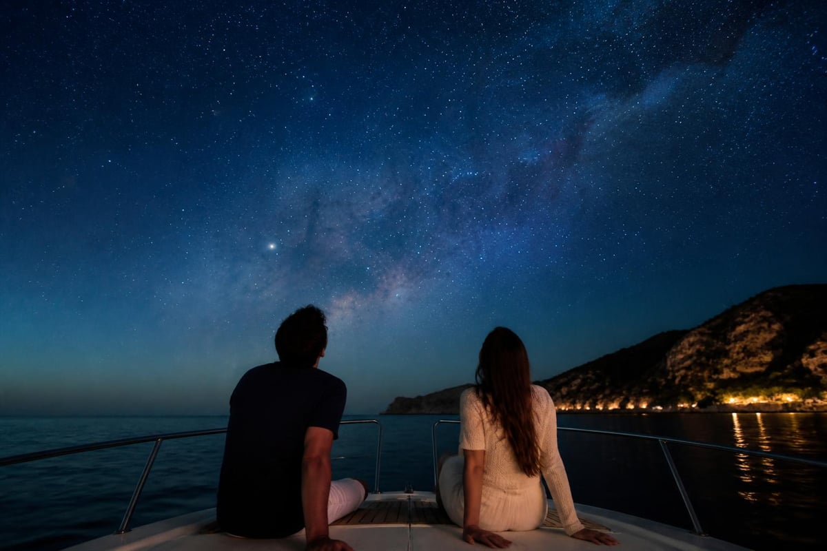 Night sky viewing from boats