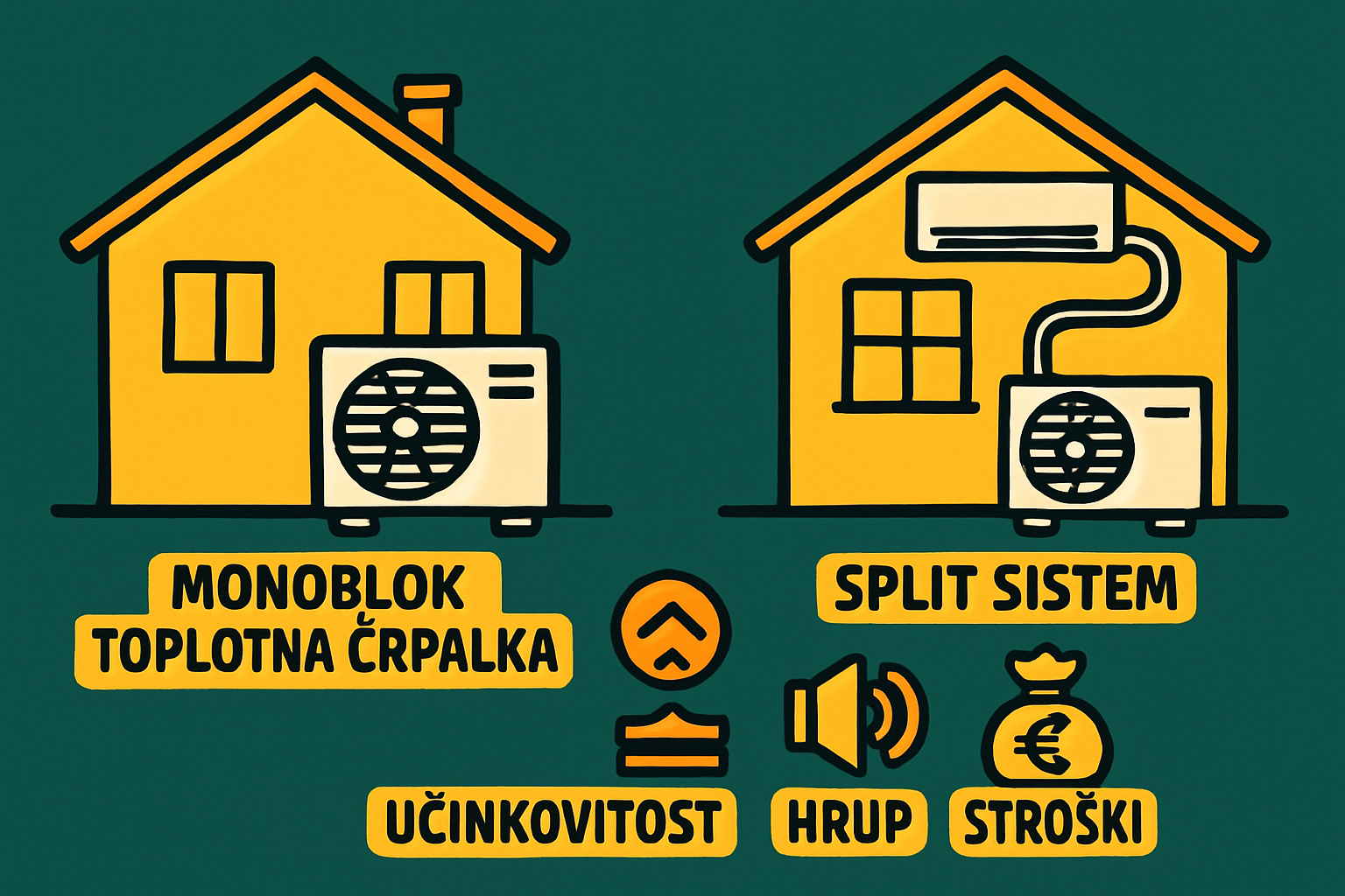 Monoblok vs. split toplotna črpalka: Primerjalna analiza