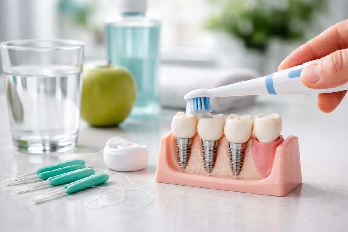 Dental implant care routine