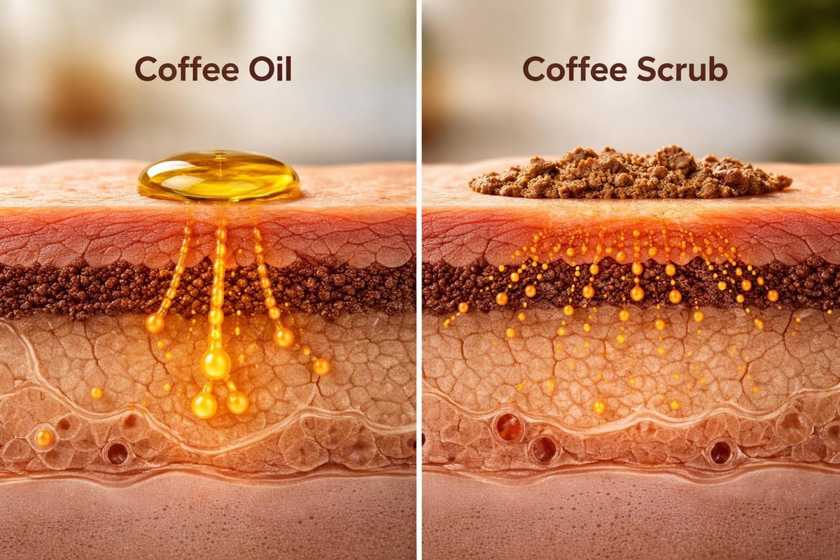 Coffee oil vs coffee scrub comparison