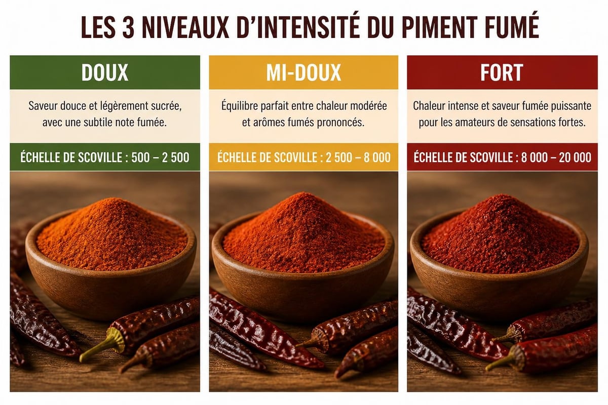 Comparaison des intensités de piment fumé