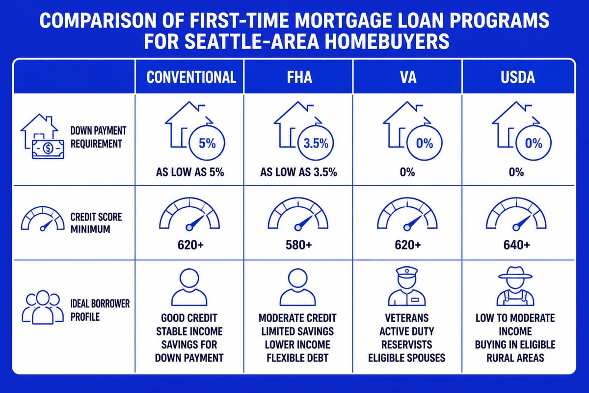 First-time mortgage loan types comparison