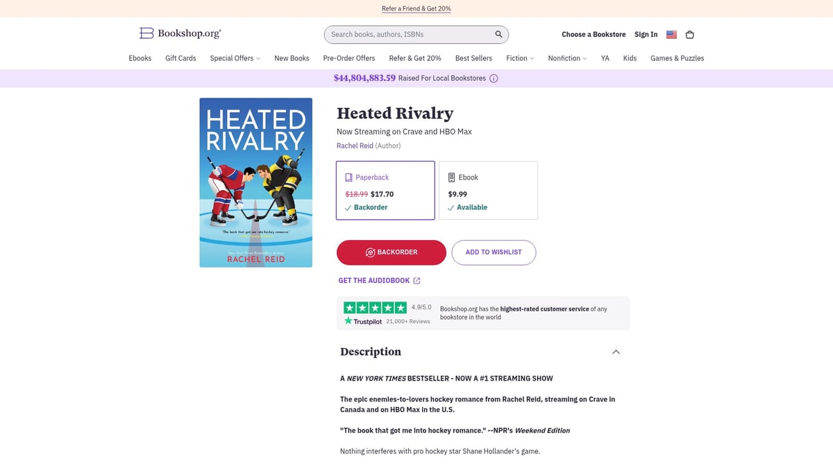 Top 10 Best Selling Books to Read in 2026 - Heated Rivalry: Now Streaming on Crave and HBO Max by Rachel Reid