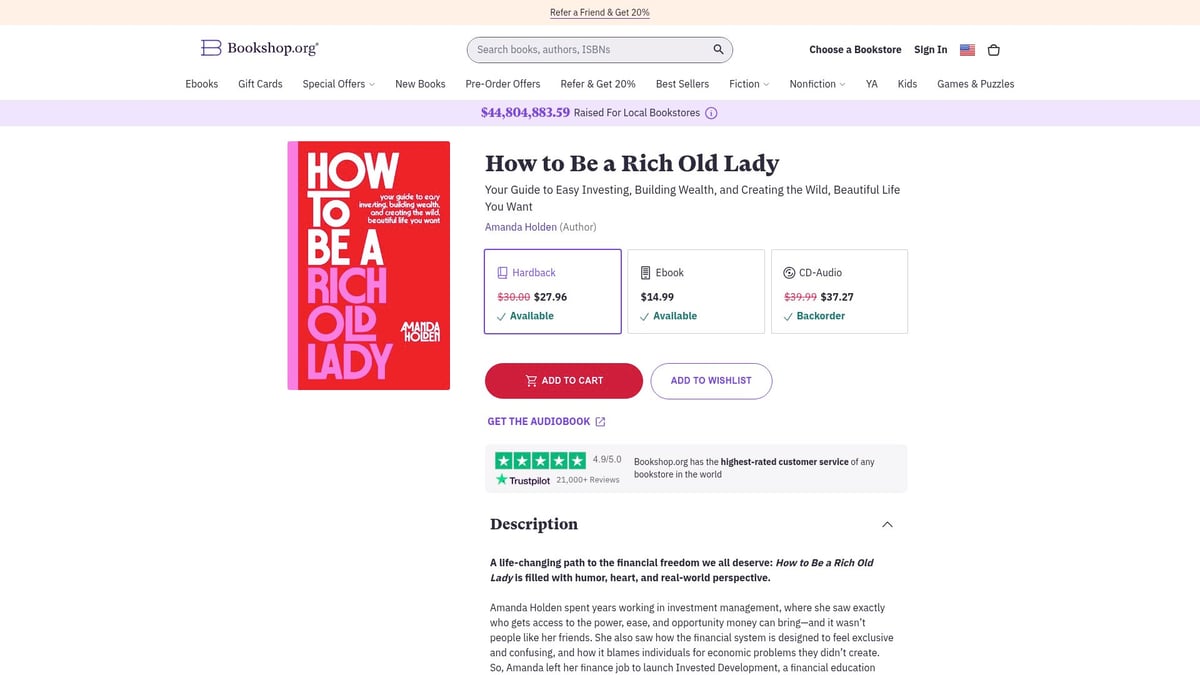 Top 10 Best Selling Books to Read in 2026 - How to Be a Rich Old Lady: Your Guide to Easy Investing, Building Wealth, and Creating the Wild, Beautiful Life You Want by Amanda Holden